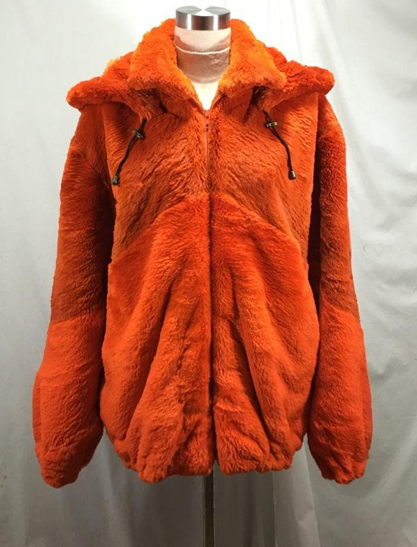 Orange dyed sheared beaver Jacket w/ hood Plus size fur | Fur Liquidation