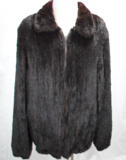 dark brown knitted mink men's bomber jacket sale